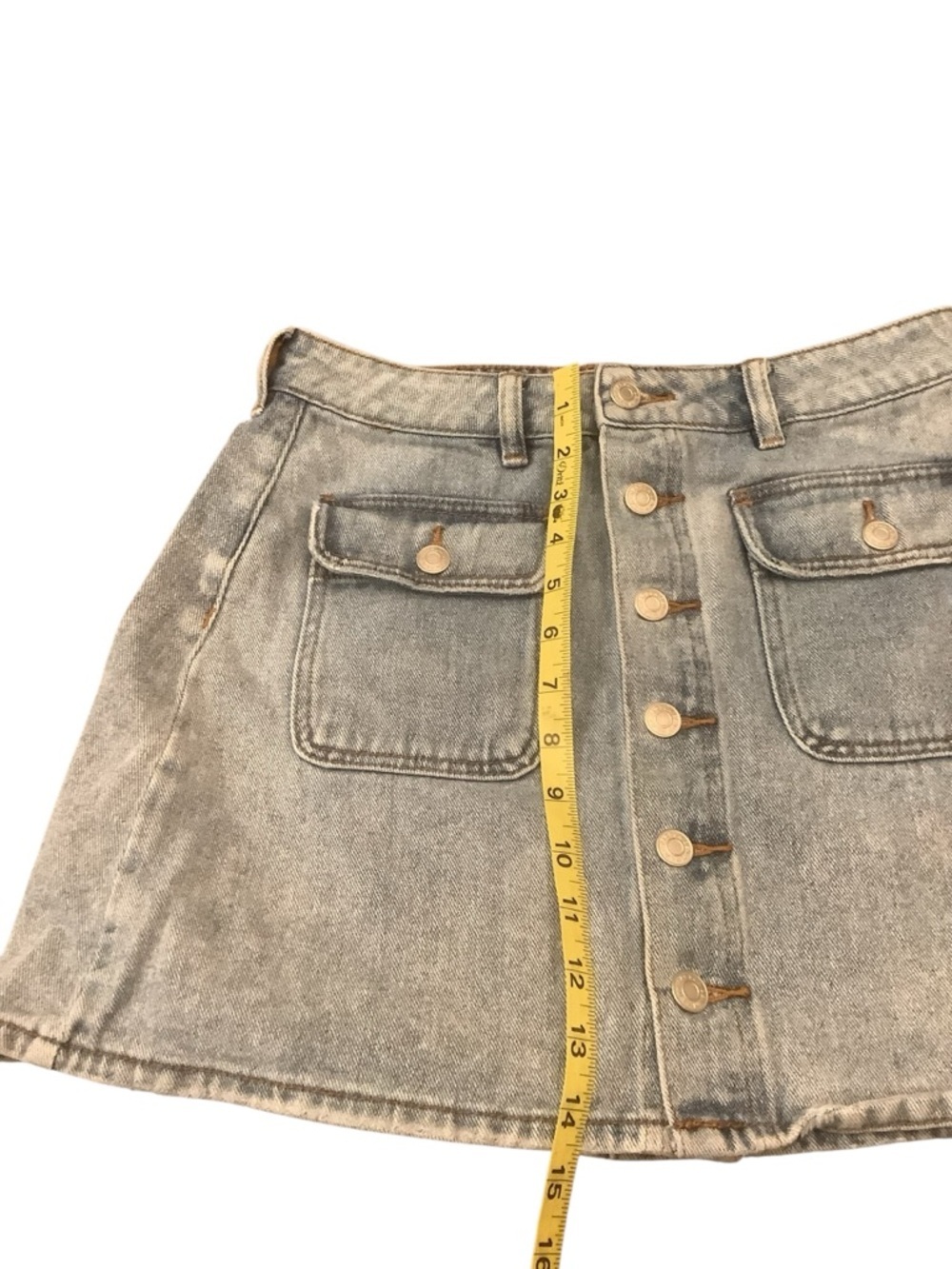 PacSun Denim Mini Skirt Waist Size 27 Button Front Utility Pockets Y2K - Picture 9 of 9